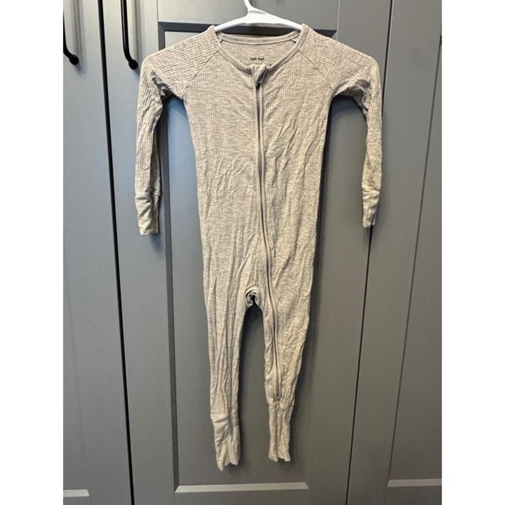 Little Sleepies Zippy Kids Ribbed Long Sleeve Bamboo Pajama Onesie 2T Gray